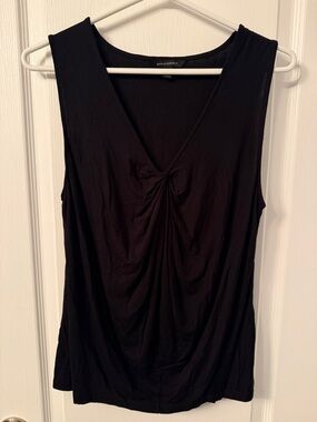 Banana Republic Black V-Neck Knot Front Sleeveless Tank